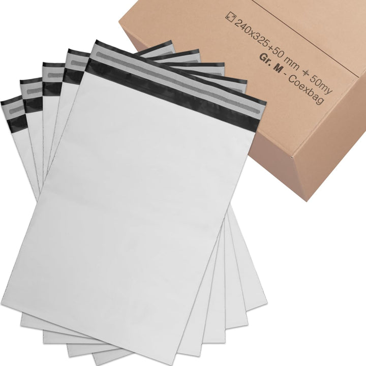 verpacking Versandbeutel 240x325 mm Weiss/Schwarz [Grösse und Stückzahl wählbar] Blickdicht Coex Ver