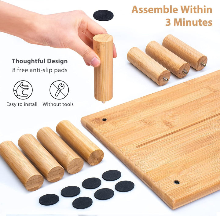 ROCDEER Bamboo Dual Monitor Regal für 2 Monitore, Monitor Stand Riser, darunter Lagerung für Schreib