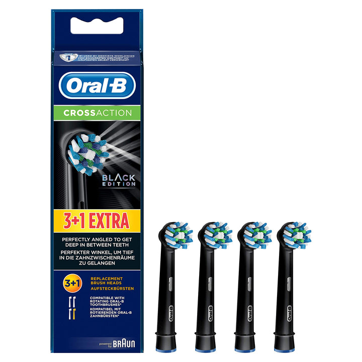Oral-B CrossAction Bürsten, Schwarz, 4 Stück Schwarz 4 stück (1er Pack) Oral-B CrossAction Bürsten,