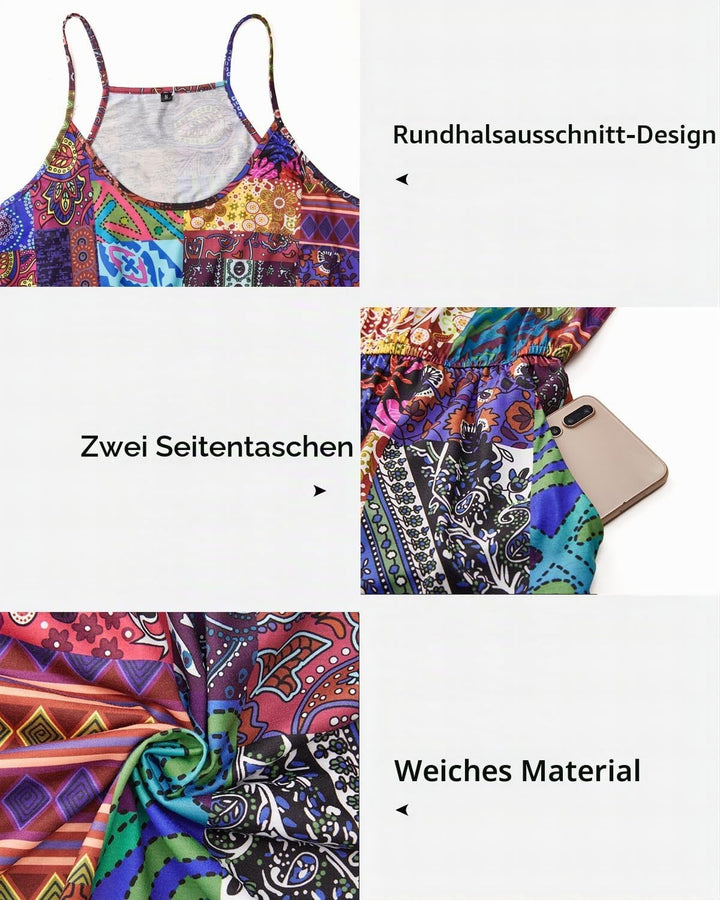 OUGES Damen Sommer Ärmellos Jumpsuit Overall Lang Hosenanzug Casual Playsuit Romper mit Taschen M Fl