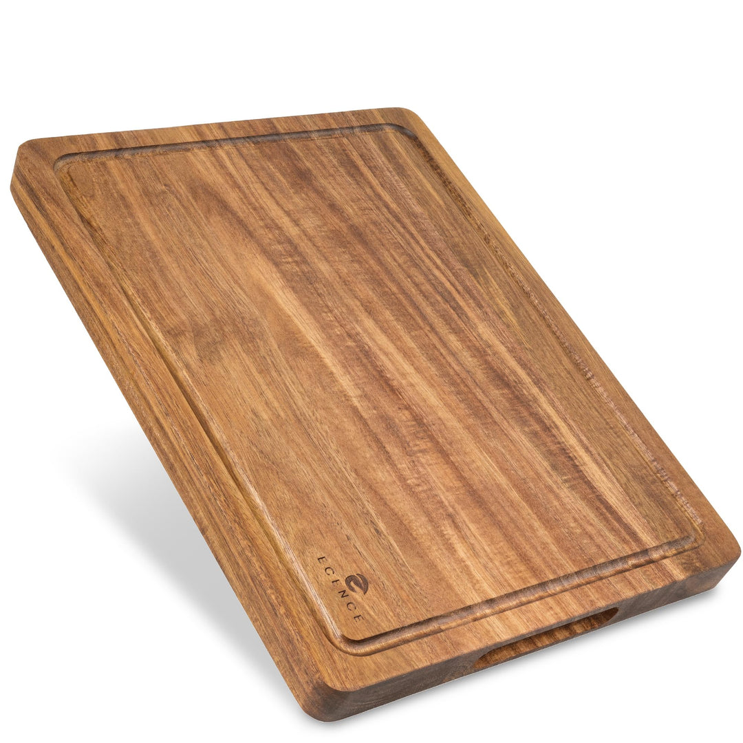 ECENCE Schneidebrett Holz gross 40x30x3cm - Küchenbrett aus Akazienholz | hochwertig, beidseitig nut