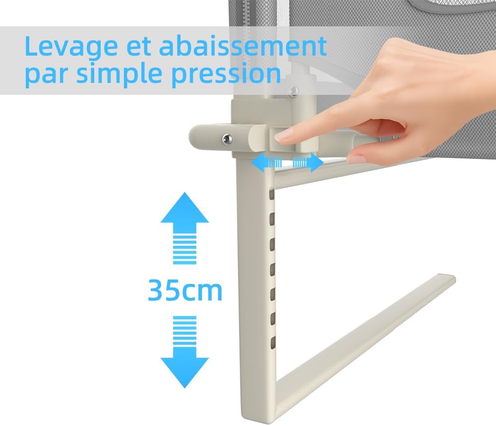 OHMG Bettgeländer,Sicherheitsgitter für Kinder,Sicherheitsgitter für Bett,höhenverstellbar,tragbar,B