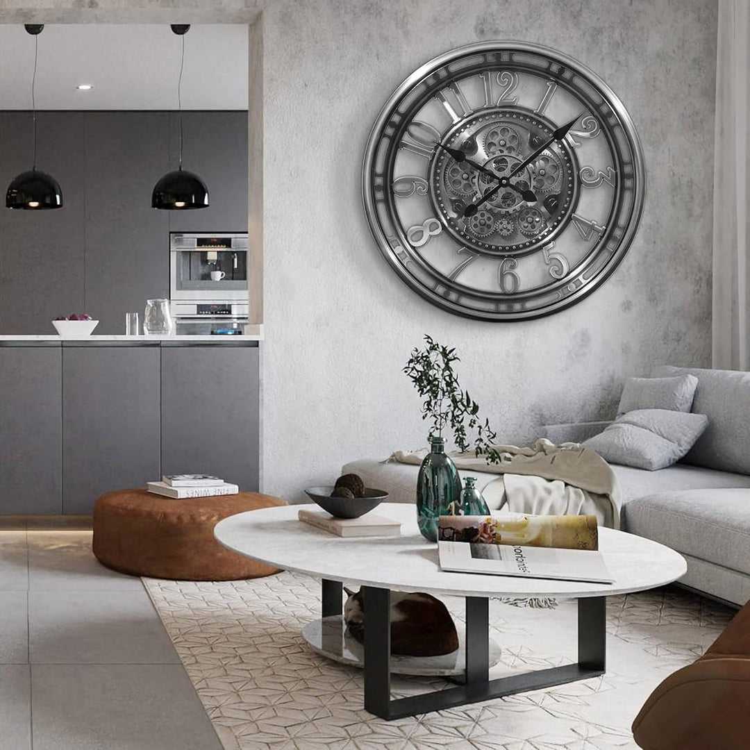 INFINITY TIME Moving Gear Wanduhr, modern, Vintage, rustikal, industriell, Steampunk, freiliegende U
