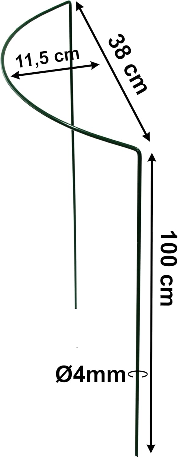 100 STÜCK Pflanzenstütze Staudenstütze halbrund grau - Ø 38 cm - 100 cm hoch - aus 4mm kunststoffumm