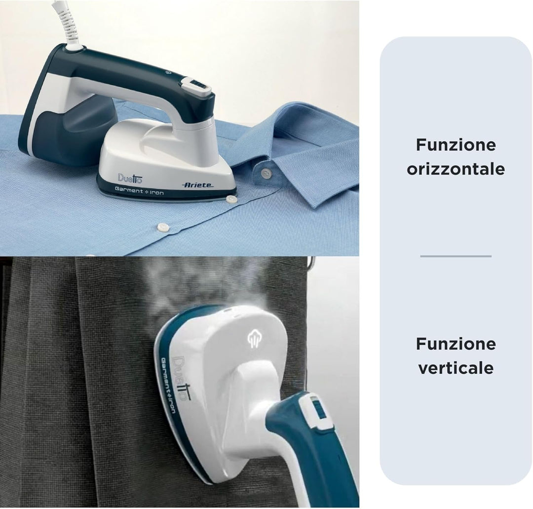 Ariete 6246 Duetto Garment, Bügeleisen Vertikales Dampfbügeleisen und Bügeleisen mit Antihaft-Kerami