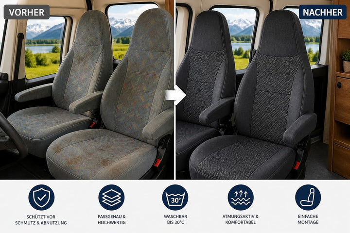 Generisch Sitzbezüge für Wohnmobile, Pilotsitze, Fahrersitz und Beifahrersitz, 2 Sitzer, Hochwertige