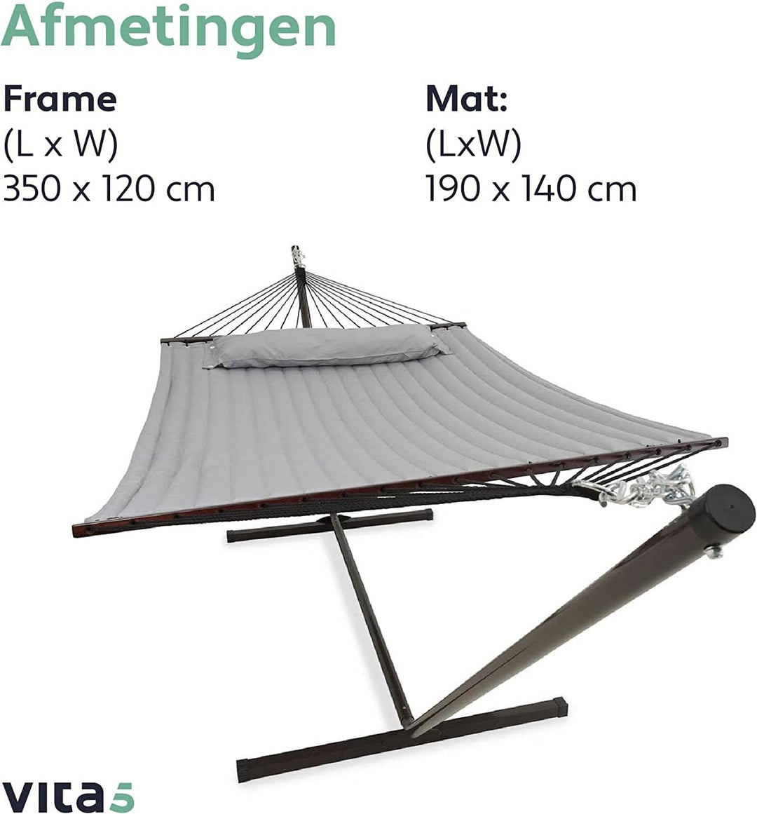 VITA5 Hängematte Outdoor - Hängematte mit Gestell für den Garten, Pool & Balkon - Grosszügige Hängem