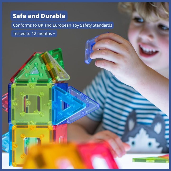 Polydron Translucent KinderMag Class Set - Vibrant Rainbow Coloured Magnetic Building Tiles for Todd