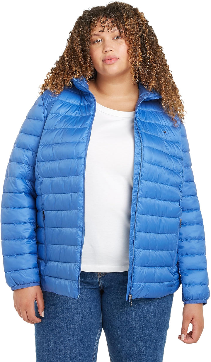Tommy Hilfiger Damen Daunenjacke Padded Stripe Jacket Winter 46 Iconic Blue, 46 Iconic Blue