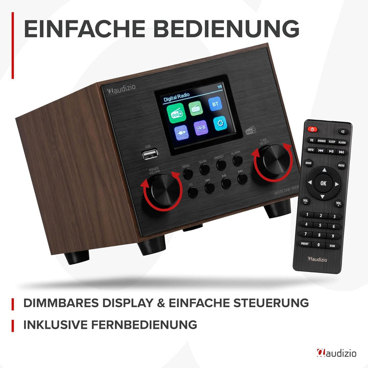 Audizio Vieste - DAB Radio mit Bluetooth, Digitalradio, 60 Watt Lautsprecher, DAB Plus Radio mit USB