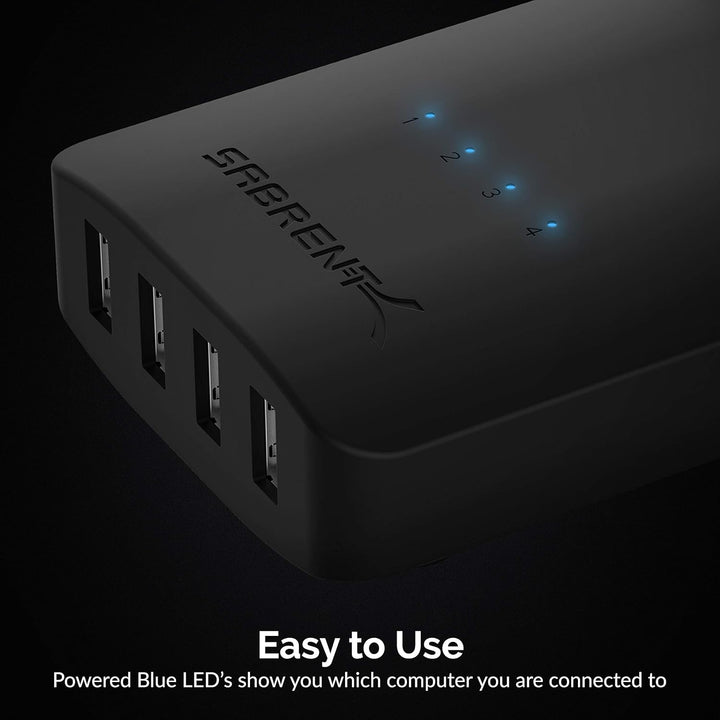 SABRENT USB Umschalter 4 PC auf 4 USB Geräte - USB-2.0-Sharing Switch mit LED-Anzeige & Ein-Klick-Um