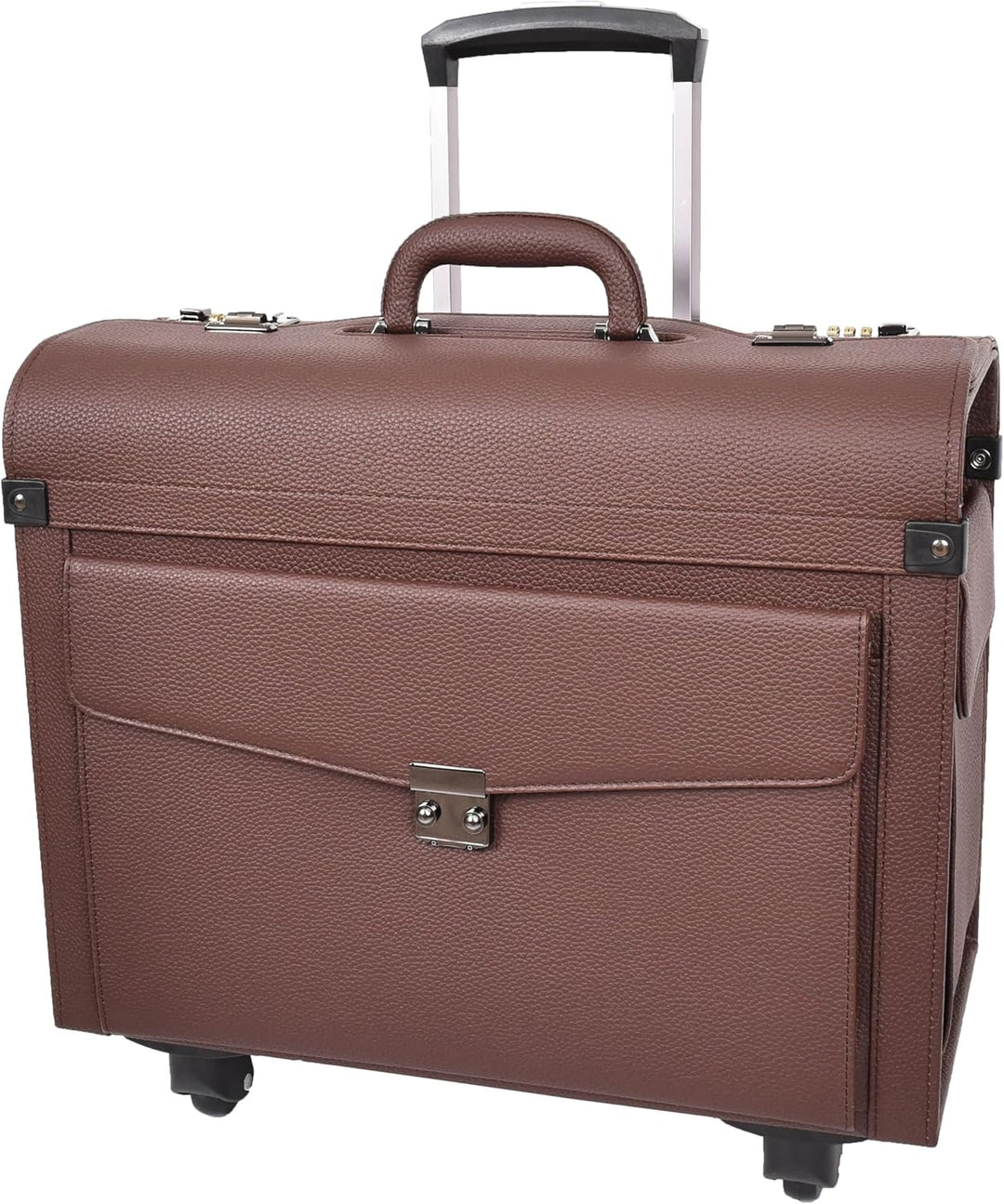 A1 FASHION GOODS Rollkoffer aus Kunstleder, 4 Rollen, Kabinengrösse, Doppelschloss, Business-Reiseta