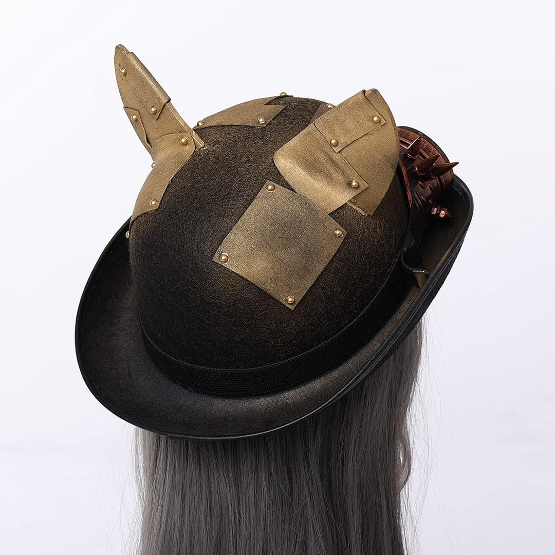 COSDREAMER Unisex Steampunk Zylinder Halloween Kostüm Hut mit Brille Braun Schwarz 10 Einheitsgrösse