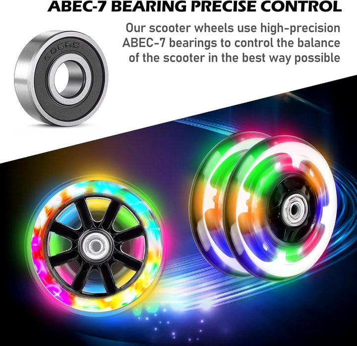 Leuchtende Scooter Räder, 2 Paar Led Scooter Rollen Räder, 80mm,120mm Scooter Ersatzräder, Stunt Sco