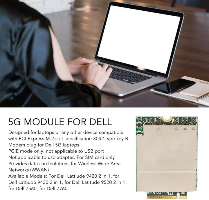 Vikye 5G-Netzwerkmodul, Bietet WWAN, 5GNR, LTE, UMTS, Plug-and-Play DW5930E T99W175 PCI Express M.2