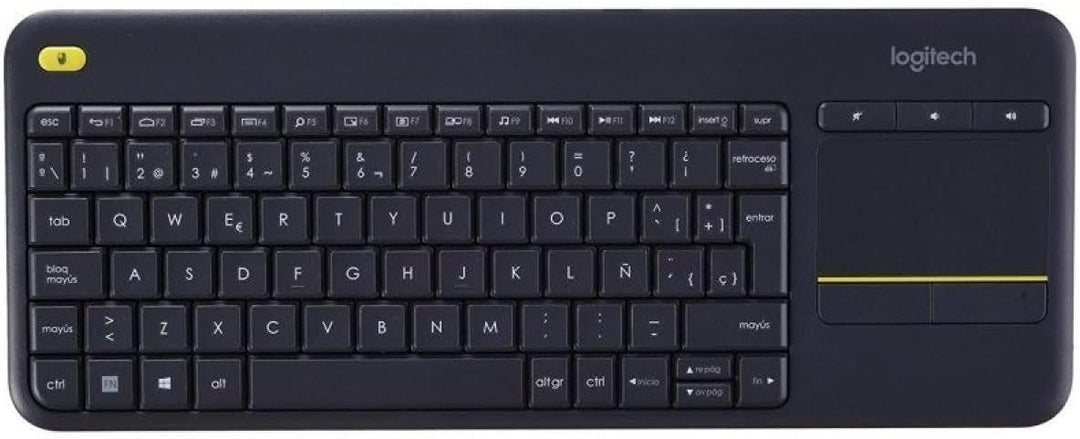 Logitech K400 Plus Kabellose Touch-TV-Tastatur mit integriertem Touchpad, Spanisches QWERTY-Layout -