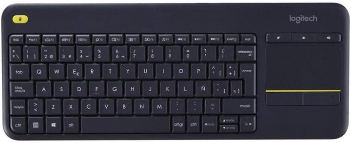 Logitech K400 Plus Kabellose Touch-TV-Tastatur mit integriertem Touchpad, Spanisches QWERTY-Layout -