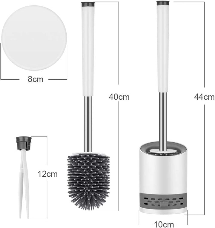 Braoses Toilettenbürste Silikon mit Halter klobürste Set Wandmontage & Stehen Edelstahl Langer Stiel
