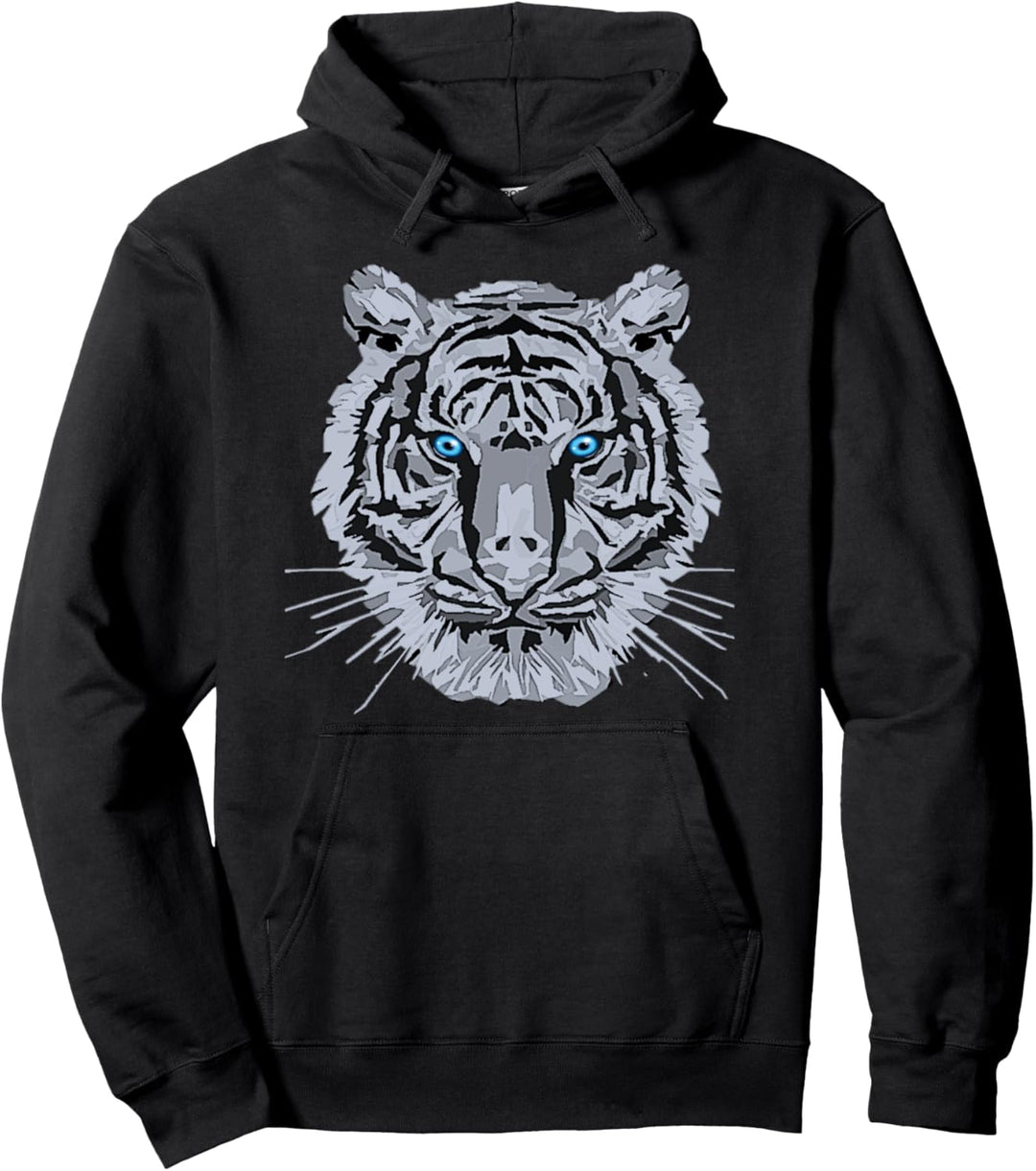 Weisser Tiger Trendy Easy Animal Print Pullover Hoodie