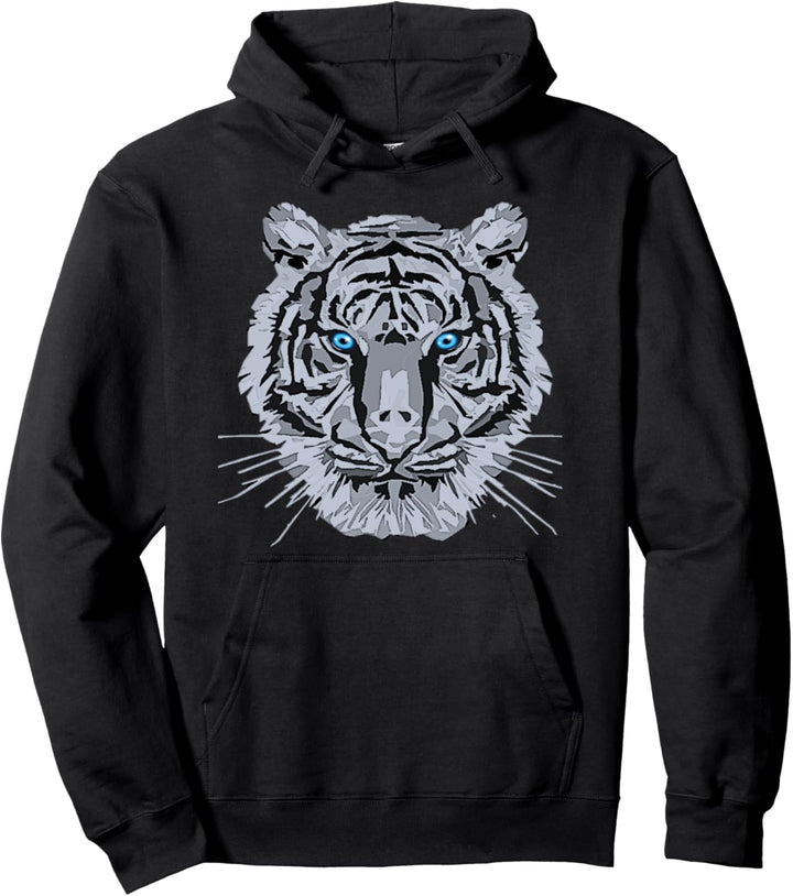 Weisser Tiger Trendy Easy Animal Print Pullover Hoodie