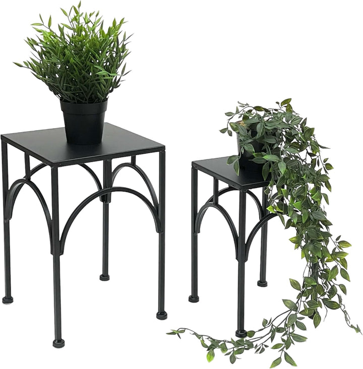 DanDiBo Blumenhocker Metall Schwarz Eckig Blumenständer Beistelltisch 96449 2er Set Pflanzenständer