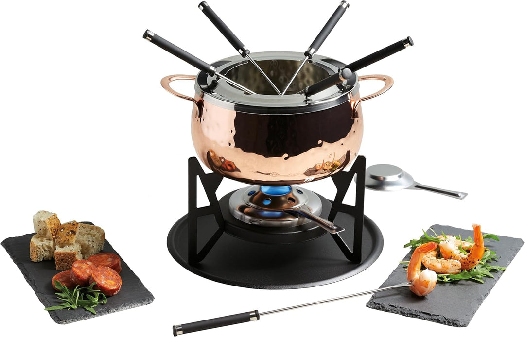 Artesà Fondue-Set, Optik wie Handgehämmertes Kupfer, Edelstahl, für 6