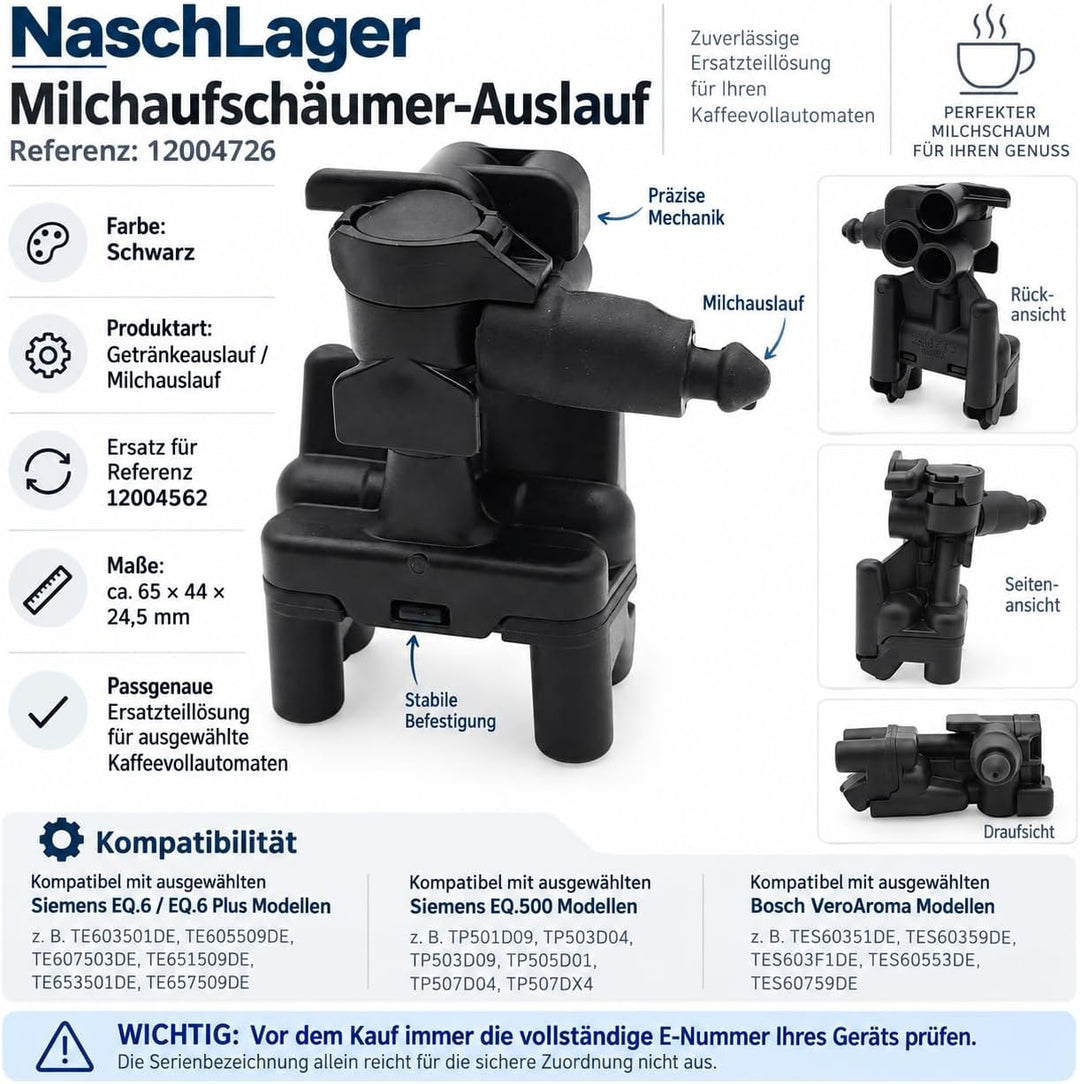 Milchaufschäumer-Auslauf 12004726 kompatibel mit Siemens EQ.6