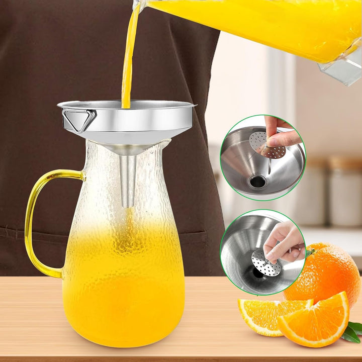 Gucass 7 Stk Edelstahl Trichter Set, Grosse Trichter Küche mit Griff, Marmeladentrichter mit Siebfil