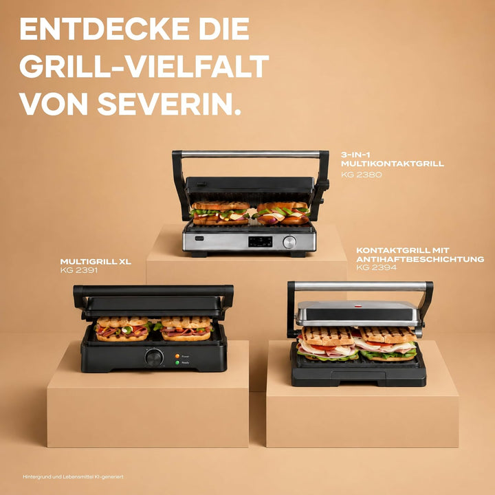 SEVERIN MultiGrill XL, hochwertige Keramikbeschichtung, grosse Grillfläche, PFAS-freie Grillplatten,