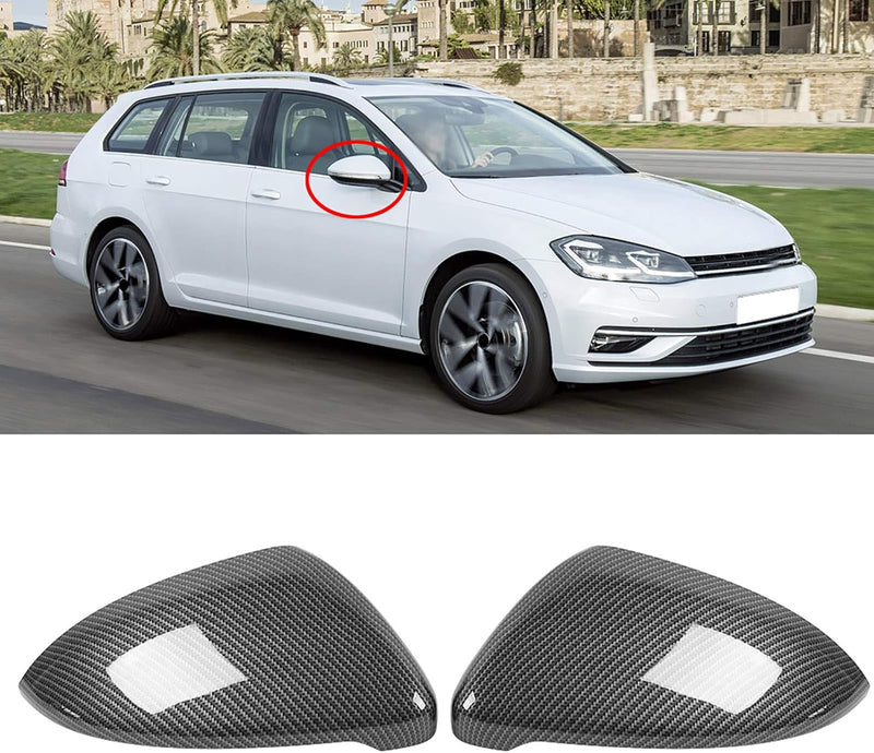 Auto Rückspiegel Abdeckung, Fydun 2 Stücke Rückspiegelkappe Carbon Style Spiegelkappen für Golf MK7