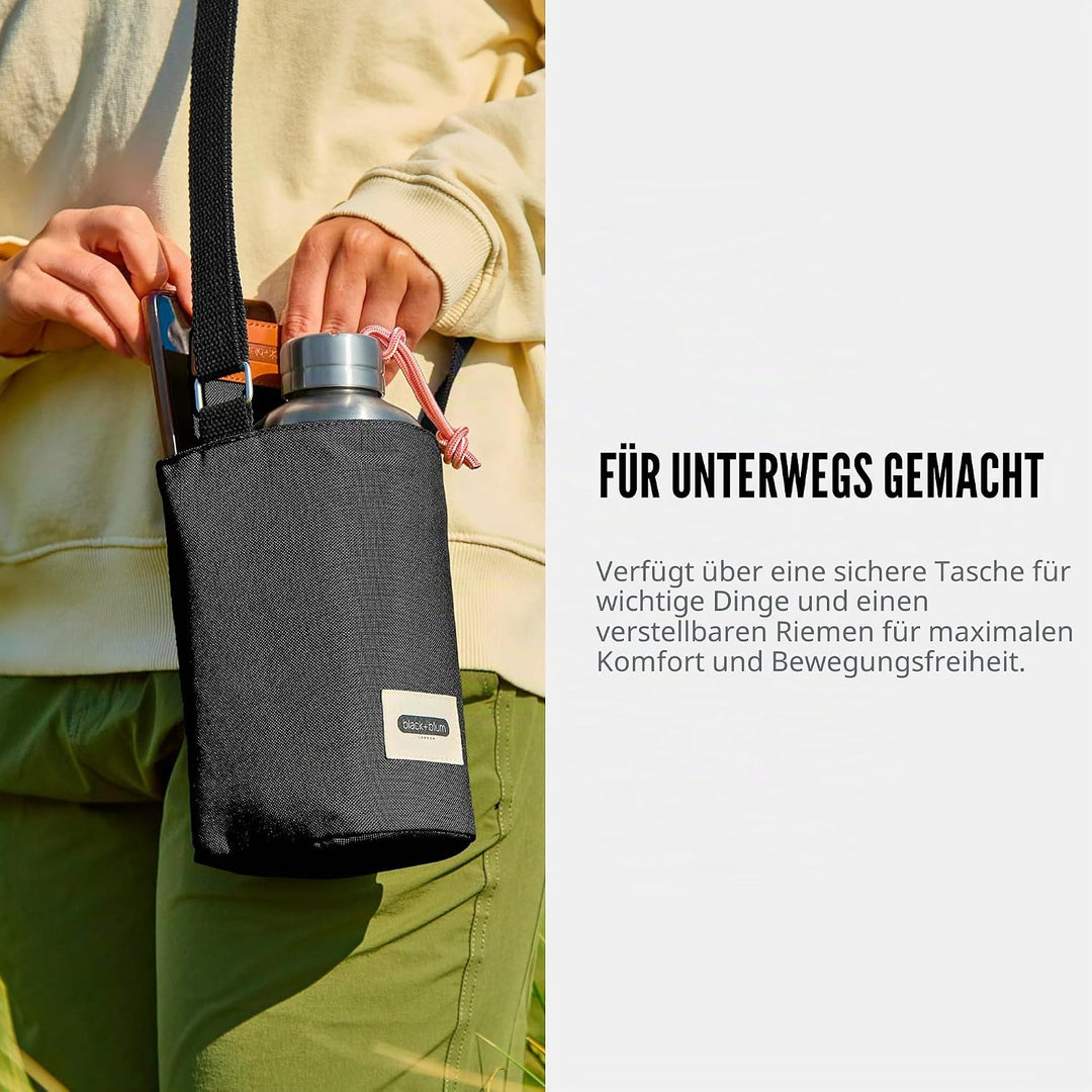 BLACK + BLUM Isolierte Flaschen-Tasche, Schwarz, Nachhaltige Lunchbag aus recyceltem PET, Perfekt fü