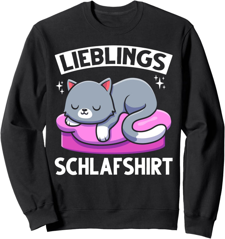Haustier Pajama Nachthemd Schlafshirt Schlafende Katze Sweatshirt