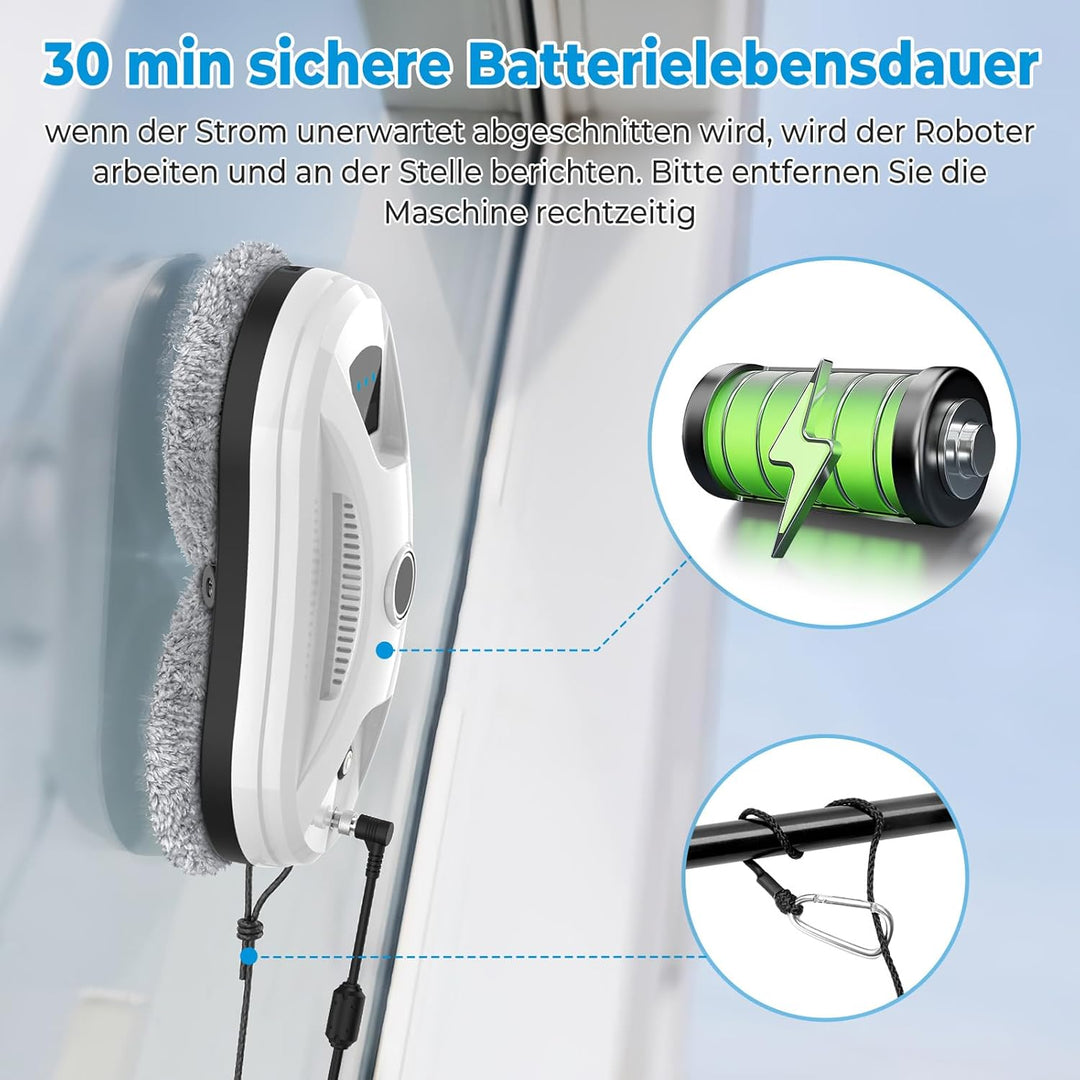 Fensterputzroboter, 5600 Pa Fensterroboter mit Automatische Doppel-Sprühfunktion, 3 Reinigungsmodi,