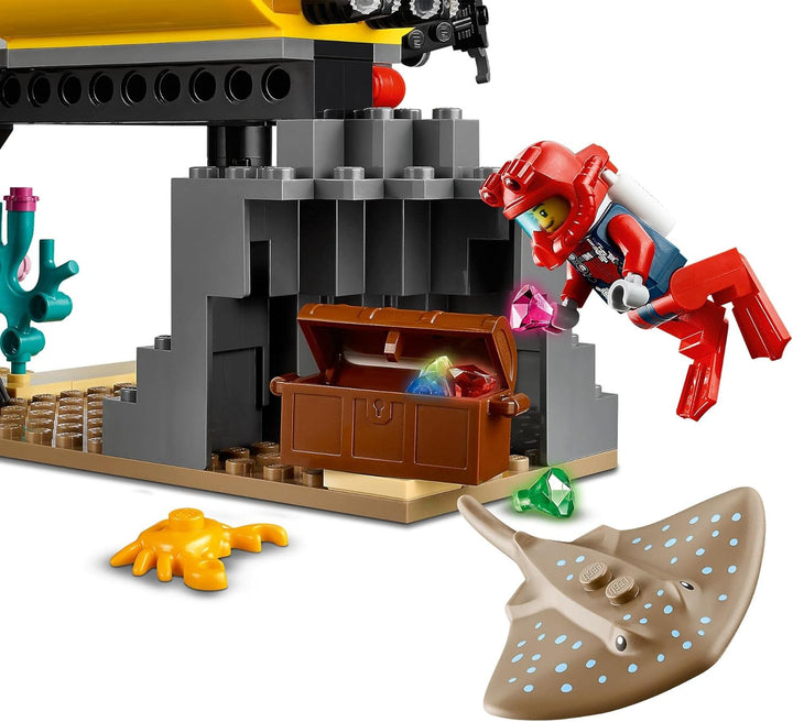 LEGO 60265 City Meeresforschungsbasis, U-Boot-Spielzeug mit Meerestieren-Figuren, tolles Geschenk fü