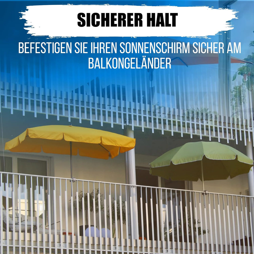 KD-TECH Stabiler Sonnenschirmhalter - Sonnenschirmständer für Balkon und runde, eckige Geländer - si