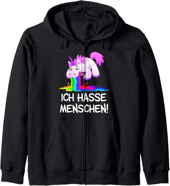 ich hasse menschen kotzendes einhorn unicorn spass kostüm Kapuzenjacke