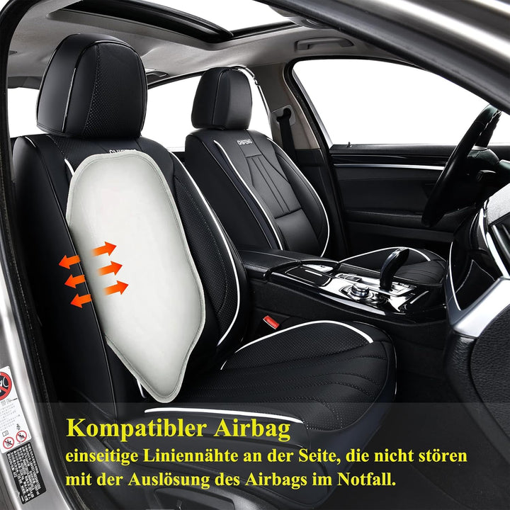 Chifeng Sitzbezüge Auto Leder Komplettset, Wasserdichtes Sitzbezüge Vorne und Hinten 5 Stück, Univer