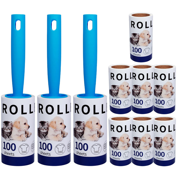 Extra klebrige Fusselrolle Mega Value Set 1000 Blatt, mit 3 Griffen Lint Roller, Fusselroller für Kl