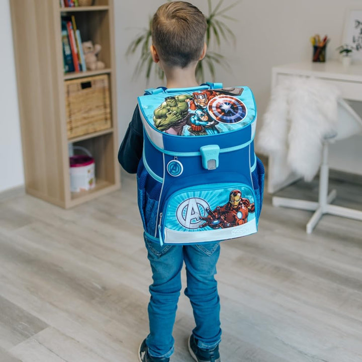 Familando Avengers Schulranzen-Set 17tlg Scooli Campus Fit mit Sporttasche Federmappe gefüllt Schult