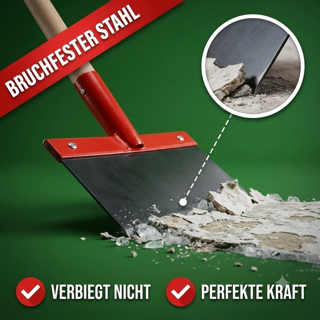 Stossscharre 15 cm mit Buchenholzstiel 130 cm | Federstahlblatt ohne Strebe 150 mm breit | Bodenscha