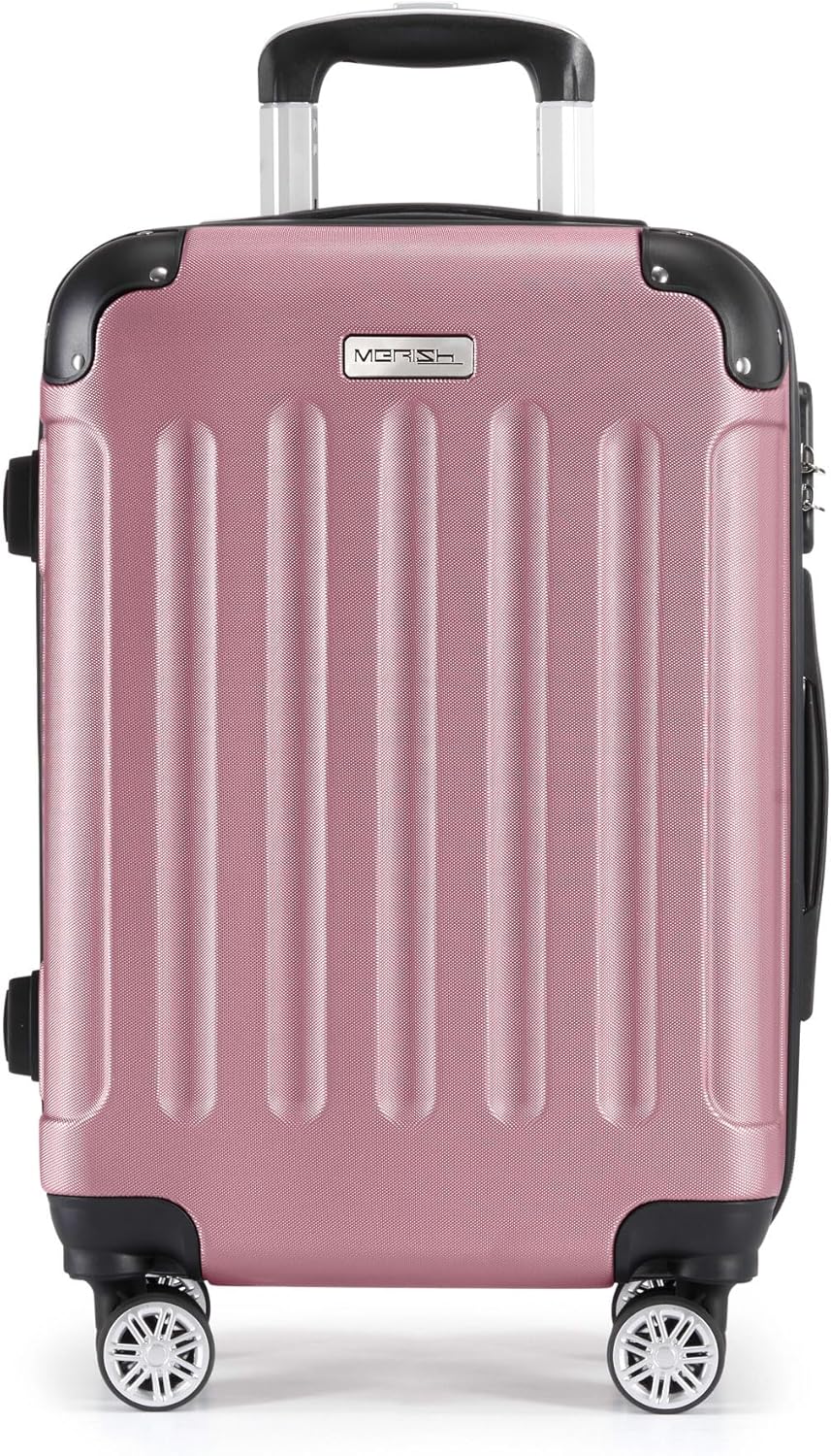 MERISH Reisekoffer Koffer Kofferset Trolleys Zwillingsrollen 3tlg. Hartschale in 9 Farben (Rose, M)