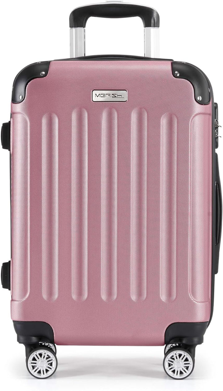 MERISH Reisekoffer Koffer Kofferset Trolleys Zwillingsrollen 3tlg. Hartschale in 9 Farben (Rose, M)