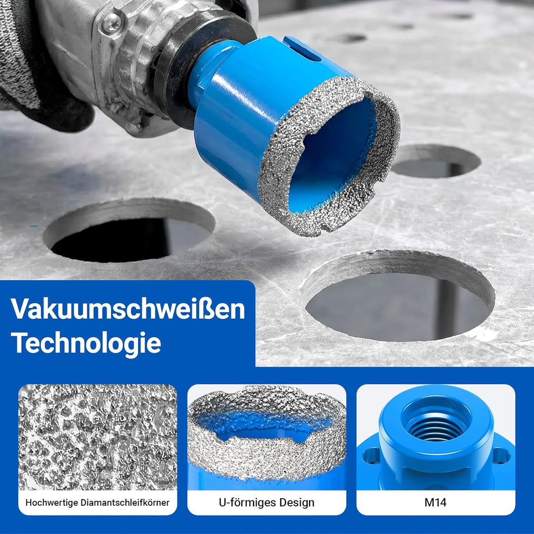 Diamant Fliesenbohrer 18mm - 2 Stück M14 Trockenbohrkrone Vakuumgelöteter Lochsäge für Fliesen Porze