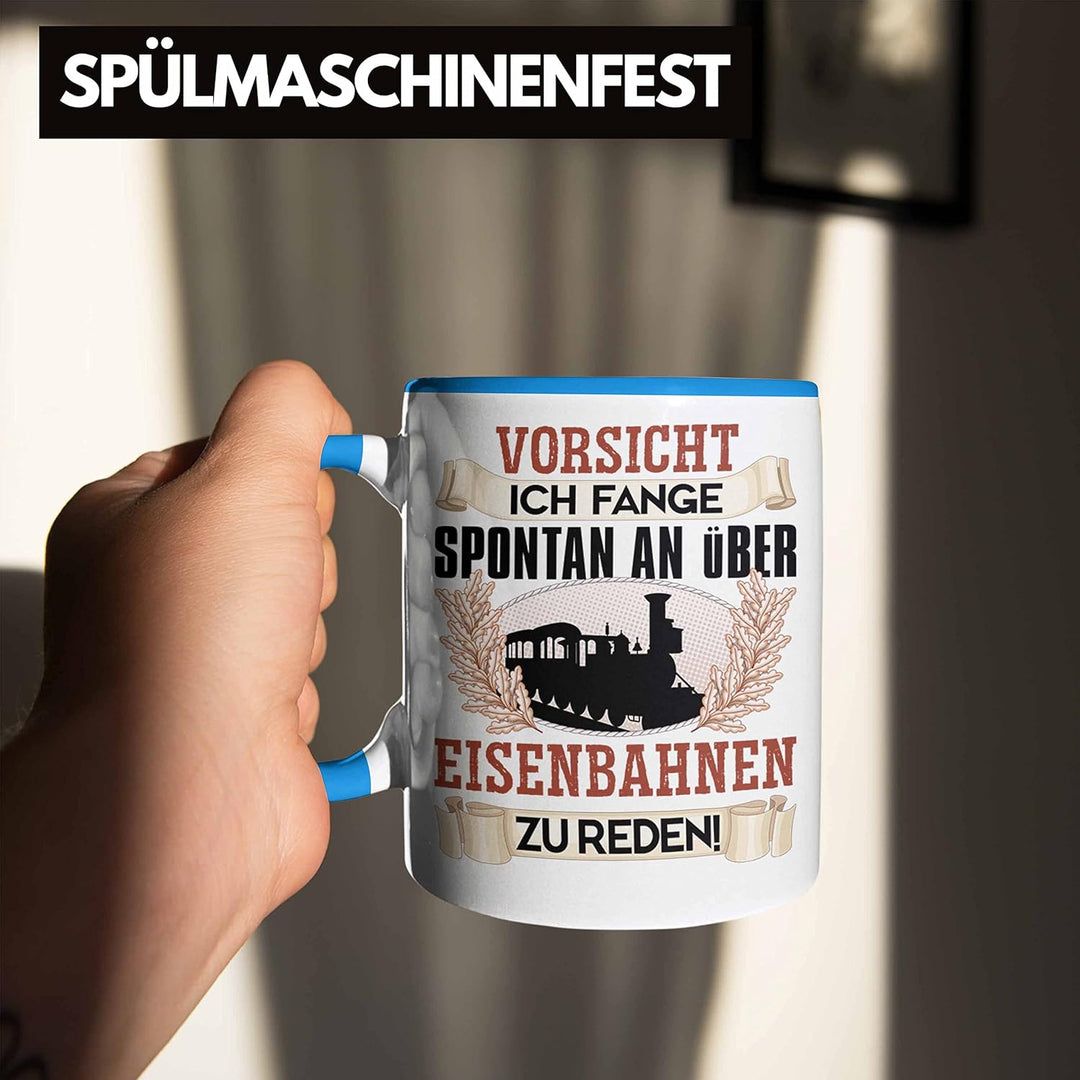 Trendation - Eisenbahner Tasse Geschenk für Modelleisenbahn-Fans Geschenkidee Ich Fange Spotan An Üb