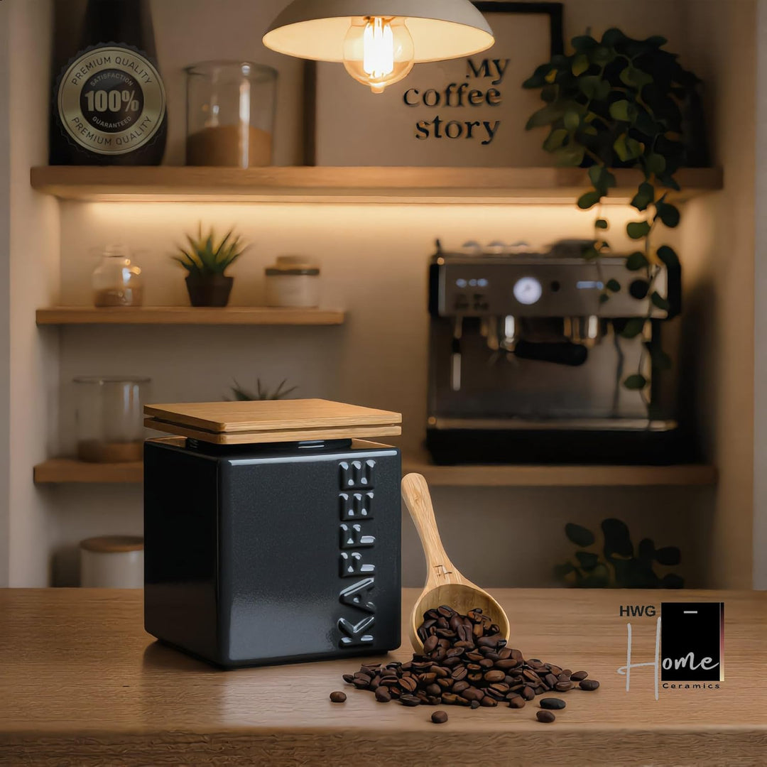 HWG-Home® Design Kaffeedose luftdicht 500g, für frisches Aroma, Anthrazit & Weiss, Kaffeebehälter au