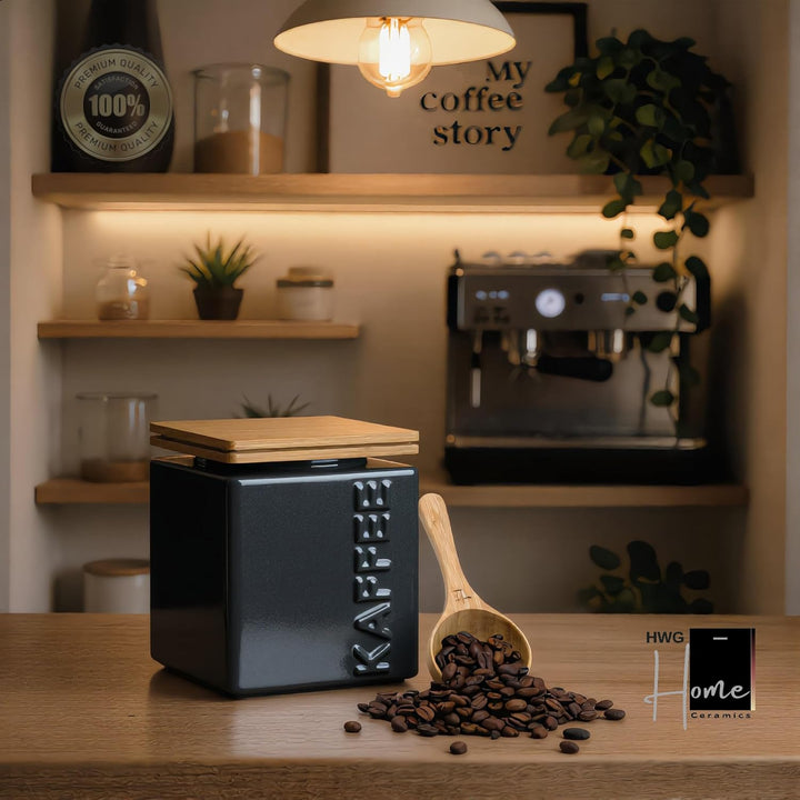 HWG-Home® Design Kaffeedose luftdicht 500g, für frisches Aroma, Anthrazit & Weiss, Kaffeebehälter au