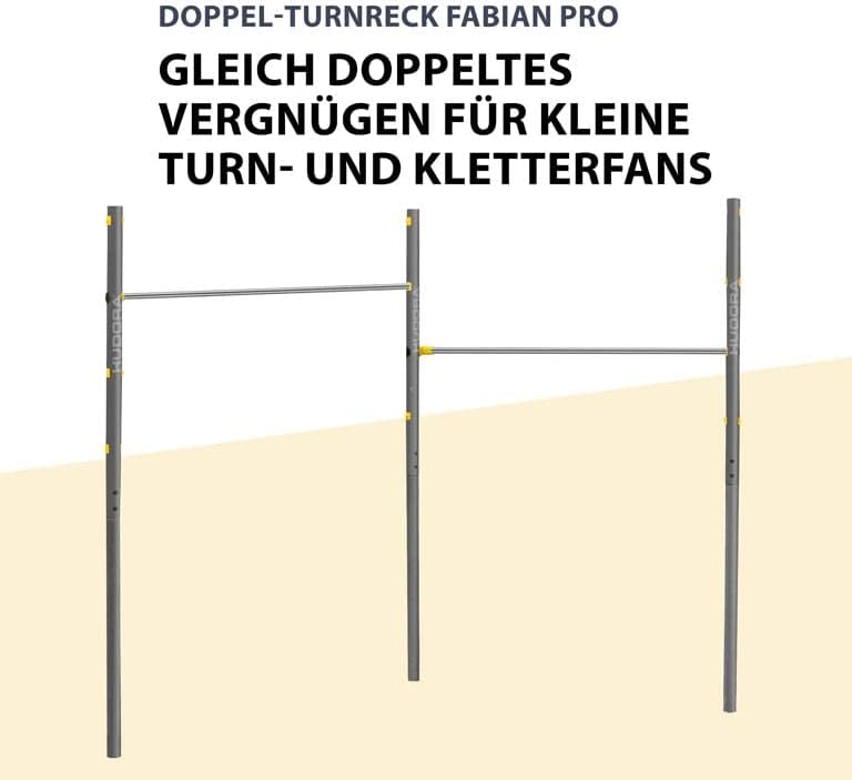 HUDORA Turnreck Fabian Standard/Pro - einfache/doppelte Turnstange & Roller für Erwachsene – Klappba