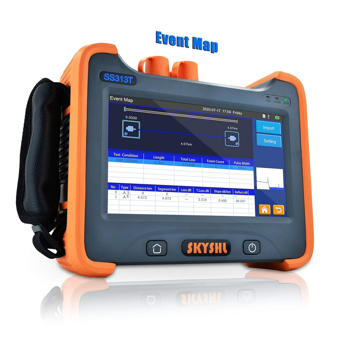 850nm/20dB und 1300nm/26dB Multimode LWL OTDR Glasfaser Tester mit OPM+OLS+VFL+Karte Ereignis+7-Zoll