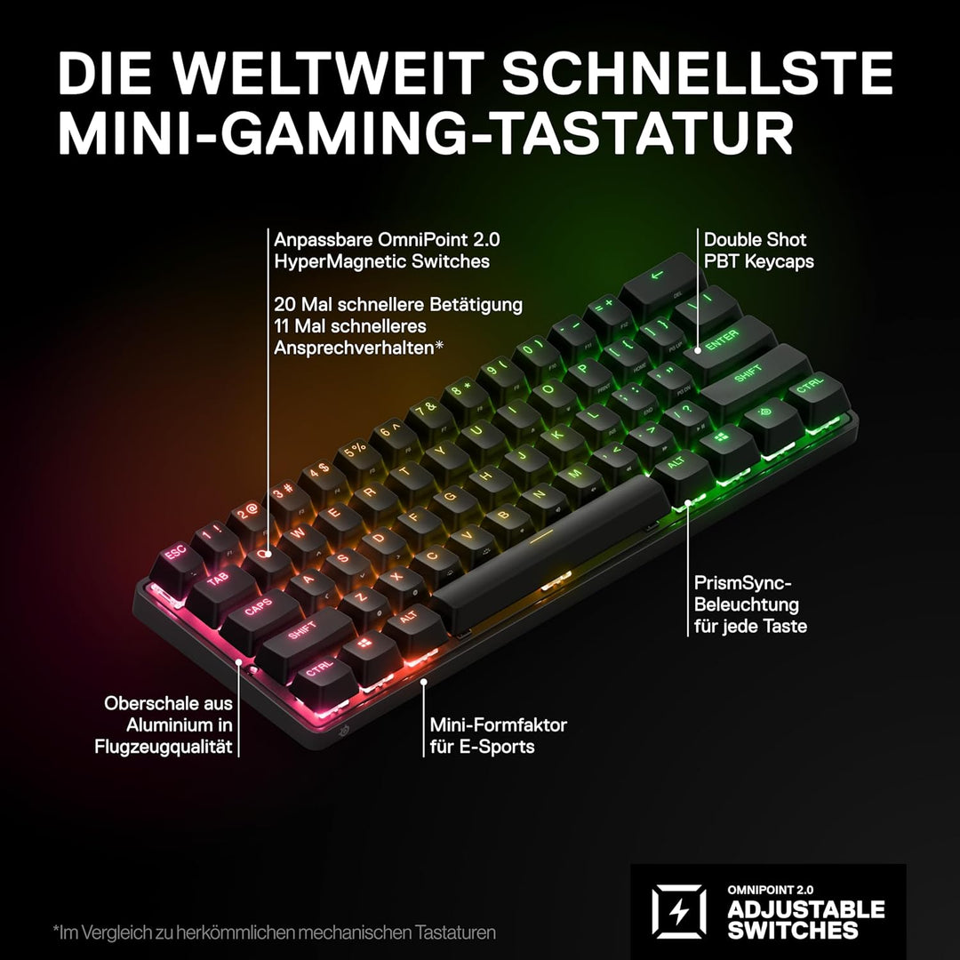 SteelSeries Apex Pro Mini Wireless HyperMagnetic Gaming-Tastatur – Die weltweit schnellste Tastatur