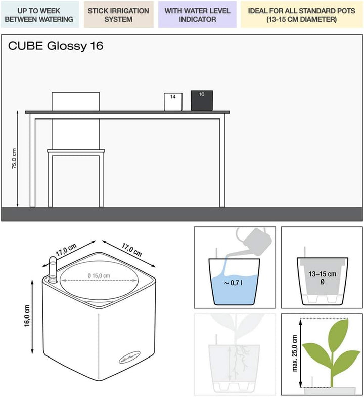 Lechuza Cube Glossy Triple, Scarlet Rot & Cube Glossy 16, Lackierte Oberfläche, Scarlet Rot, Hochwer